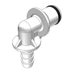 Male Thumb Latch - PLC/LC Series to  6,4mm (1/4") Tube Connection, Elbow, Acetal, Open-Flow