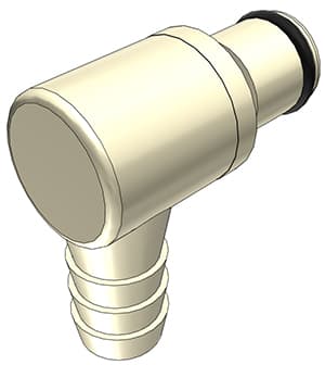 PLC Männlicher Ellbogenkonnektor, offen, Barb für 3/8"(9,5mm) ID Schlauch, PP beige, bns (Bulk, unsteril)