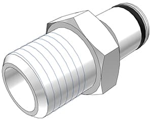 PLC Männliche Schnellverschlusskupplung, offen, 1/4" NPT Gewinde, Acetal weiß, bns (Bulk, unsteril)