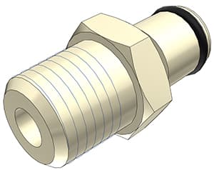 PLC Männliche Schnellverschlusskupplung, offen, 1/4" NPT Gewinde, PP beige, bns (Bulk, unsteril)