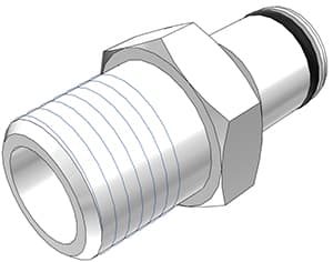 PLC Männliche Schnellverschlusskupplung, offen, 1/4" BSPT Gewinde, Acetal weiß, bns (Bulk, unsteril)