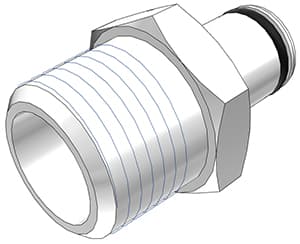 PLC Männliche Schnellverschlusskupplung, offen, 3/8" NPT Gewinde, Acetal weiß, bns (Bulk, unsteril)