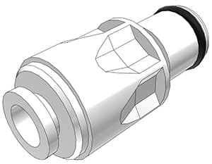 PLC Männliche Schnellverschlusskupplung, offen, Push-In für 1/4"(6,4mm) AD Schlauch, Acetal weiß, bns (Bulk, unsteril)