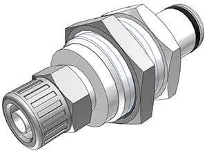 PLC Männliche Gehäusedurchführung, offen, PTF für 1/4"(6,4mm) AD Schlauch, Acetal weiß, bns (Bulk, unsteril)