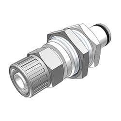 Male Thumb Latch - PLC/LC Series to  9,5mm (3/8") Tube Connection PTF (Push to Fit), Panel Mount, Acetal, Open-Flow