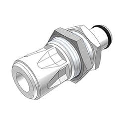 Male Thumb Latch - PLC/LC Series to  6,4mm (1/4") John Guest Tube Connection PTF (Push to Fit), Panel Mount, Acetal, Open-Flow