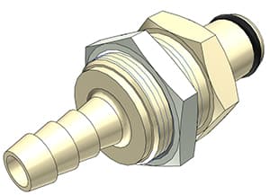 PLC Männliche Gehäusedurchführung, offen, Barb für 1/4"(6,4mm) ID Schlauch, PP beige, bns (Bulk, unsteril)