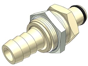 PLC Männliche Gehäusedurchführung, offen, Barb für 3/8"(9,5mm) ID Schlauch, PP beige, bns (Bulk, unsteril)