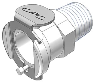 PLC Weibliche Schnellverschlusskupplung, mit Ventil, 1/4" NPT Gewinde, Acetal weiß, bns (Bulk, unsteril)