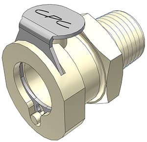 PLC Weibliche Schnellverschlusskupplung, mit Ventil, 1/4" NPT Gewinde, PP beige, bns (Bulk, unsteril)