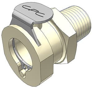 Straight, Thumb Latch - PLC/LC Series Female to BSPT Male 1/4", PP (Polypropylene) Beige, 1/4" Flow, Metal Latch
