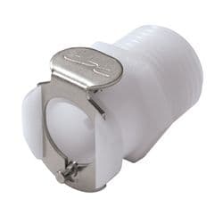 Female Thumb Latch - PLC/LC Series to  3/8" Male NPT Thread, Straight, Acetal, Shut-Off