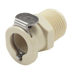 Female Thumb Latch - PLC/LC Series to  3/8" Male NPT Thread, Straight, PP (Polypropylene), Shut-Off