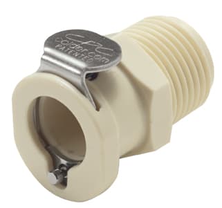 PLC Weibliche Schnellverschlusskupplung, mit Ventil, 3/8" NPT Gewinde, PP beige, bns (Bulk, unsteril)