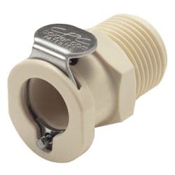 Female Thumb Latch - PLC/LC Series to  3/8" Male BSPP Thread, Straight, PP (Polypropylene), Shut-Off