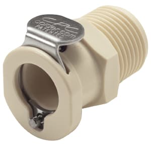 PLC Weibliche Schnellverschlusskupplung, mit Ventil, 3/8" BSPT Gewinde, PP beige, bns (Bulk, unsteril)