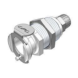 Female Thumb Latch - PLC/LC Series to  6,4mm (1/4") Tube Connection PTF (Push to Fit), Panel Mount, Acetal, Shut-Off