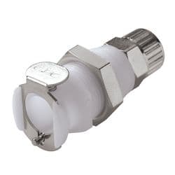 Female Thumb Latch - PLC/LC Series to  9,5mm (3/8") Tube Connection PTF (Push to Fit), Panel Mount, Acetal, Shut-Off