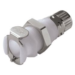 Female Thumb Latch - PLC/LC Series to  10,0mm (.394") Tube Connection PTF (Push to Fit), Panel Mount, Acetal, Shut-Off