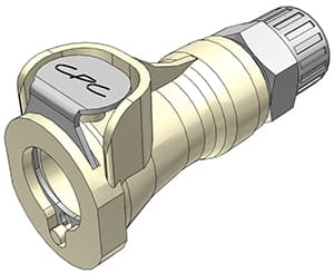 PLC Weibliche Schnellverschlusskupplung, mit Ventil, PTF für 3/8"(9,5mm) AD Schlauch, PP beige, bns (Bulk, unsteril)