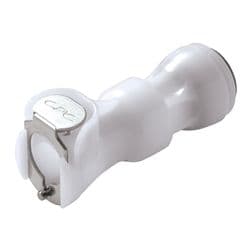 Female Thumb Latch - PLC/LC Series to  9,5mm (3/8") John Guest Tube Connection PTF (Push to Fit), Straight, Acetal, Shut-Off