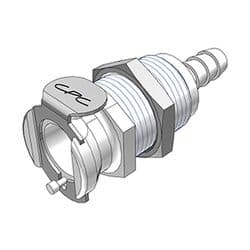 Female Thumb Latch - PLC/LC Series to  6,4mm (1/4") Tube Connection, Panel Mount, Acetal, Shut-Off