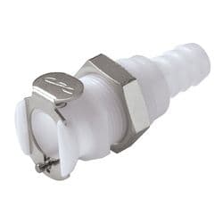 Female Thumb Latch - PLC/LC Series to  9,5mm (3/8") Tube Connection, Panel Mount, Acetal, Shut-Off