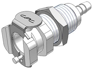 PLC Weibliche Gehäusedurchführung, mit Ventil, Barb für 1/8"(3.2mm) ID Schlauch Acetal natur, bns (Bulk, unsteril)