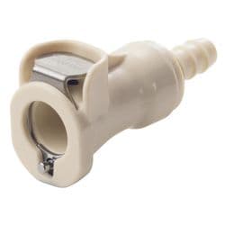 Female Thumb Latch - PLC/LC Series to  6,4mm (1/4") Tube Connection, Straight, PP (Polypropylene), Shut-Off