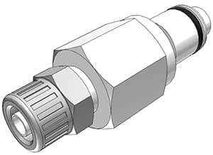 PLC Männliche Schnellverschlusskupplung, mit Ventil, PTF für 1/4"(6,4mm) AD Schlauch, Acetal weiß, bns (Bulk, unsteril)