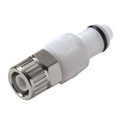 Male Thumb Latch - PLC/LC Series to  9,5mm (3/8") Tube Connection PTF (Push to Fit), Straight, Acetal, Shut-Off