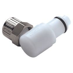 Male Thumb Latch - PLC/LC Series to  9,5mm (3/8") Tube Connection PTF (Push to Fit), Elbow, Acetal, Shut-Off