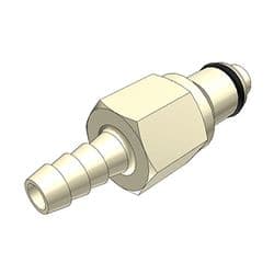 Male Thumb Latch - PLC/LC Series to  6,4mm (1/4") Tube Connection, Straight, PP (Polypropylene), Shut-Off