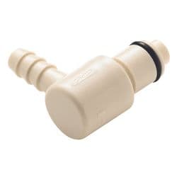 Male Thumb Latch - PLC/LC Series to  6,4mm (1/4") Tube Connection, Elbow, PP (Polypropylene), Shut-Off