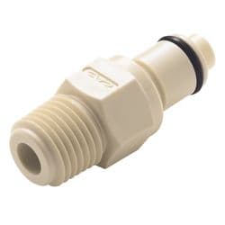 Male Thumb Latch - PLC/LC Series to  1/4" Male NPT Thread, Straight, PP (Polypropylene), Shut-Off