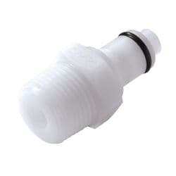 Male Thumb Latch - PLC/LC Series to  3/8" Male NPT Thread, Straight, Acetal, Shut-Off