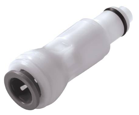 PLC Männliche Schnellverschlusskupplung, Push-In für 3/8"(9,5mm) AD Tube, Schlauch, Acetal weiß, bns (Bulk, unsteril)