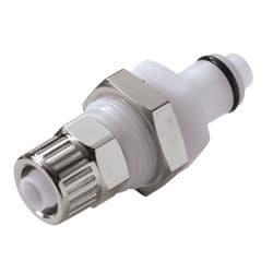 Male Thumb Latch - PLC/LC Series to  9,5mm (3/8") Tube Connection PTF (Push to Fit), Panel Mount, Acetal, Shut-Off