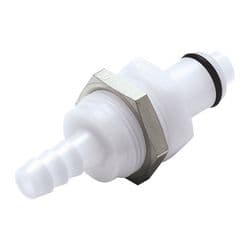 Male Thumb Latch - PLC/LC Series to  6,4mm (1/4") Tube Connection, Panel Mount, Acetal, Shut-Off