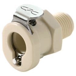 Female Thumb Latch - PMC/MC Series to  1/8" Male NPT Thread, Straight, PP (Polypropylene), Open-Flow