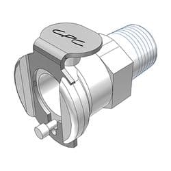 Female Thumb Latch - PMC/MC Series to  1/8" Male BSPP Thread, Straight, Acetal, Open-Flow