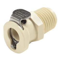 Female Thumb Latch - PMC/MC Series to  1/4" Male NPT Thread, Straight, PP (Polypropylene), Open-Flow