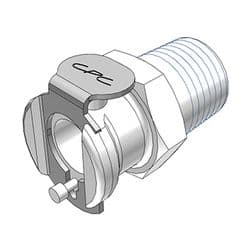 Female Thumb Latch - PMC/MC Series to  1/4" Male BSPP Thread, Straight, Acetal, Open-Flow