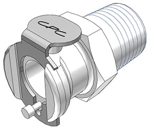 PMC Weibliche Schnellverschlusskupplung, offen, 1/4" BSPT Gewinde, Acetal weiß, bns (Bulk, unsteril)