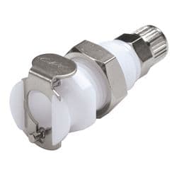 Female Thumb Latch - PMC/MC Series to  4,0mm (5/32") Tube Connection PTF (Push to Fit), Panel Mount, Acetal, Open-Flow