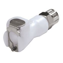 Female Thumb Latch - PMC/MC Series to  6,4mm (1/4") Tube Connection PTF (Push to Fit), Straight, Acetal, Open-Flow