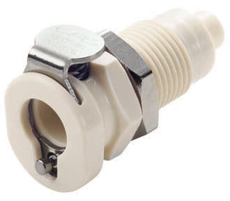 PMC Weibliche Gehäusedurchführung, offen, Barb für 1/16"(1,6mm) ID Schlauch, PP beige, bns (Bulk, unsteril)