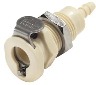 PMC Weibliche Gehäusedurchführung, offen, Barb für 1/8"(3,2mm) ID Schlauch, PP beige, bns (Bulk, unsteril)