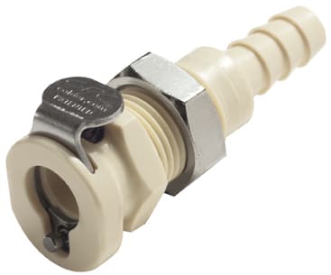 PMC Weibliche Gehäusedurchführung, offen, Barb für 1/4"(6,4mm) ID Schlauch, PP beige, bns (Bulk, unsteril)
