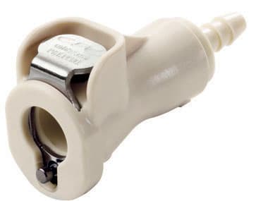 PMC Weibliche Schnellverschlusskupplung, offen, Barb für 1/8"(3,2mm) ID Schlauch, PP beige, bns (Bulk, unsteril)
